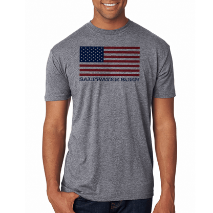 Saltwater Born Clean American Flag Soft Tee - Angler's Pro Tackle & Outdoors