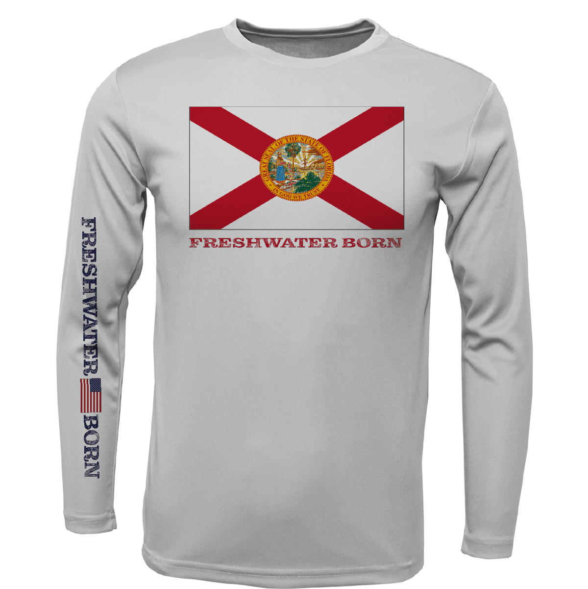 Saltwater Born Florida Flag Freshwater Born Boy's Long Sleeve UPF 50+ Dry - Fit Shirt - Angler's Pro Tackle & Outdoors