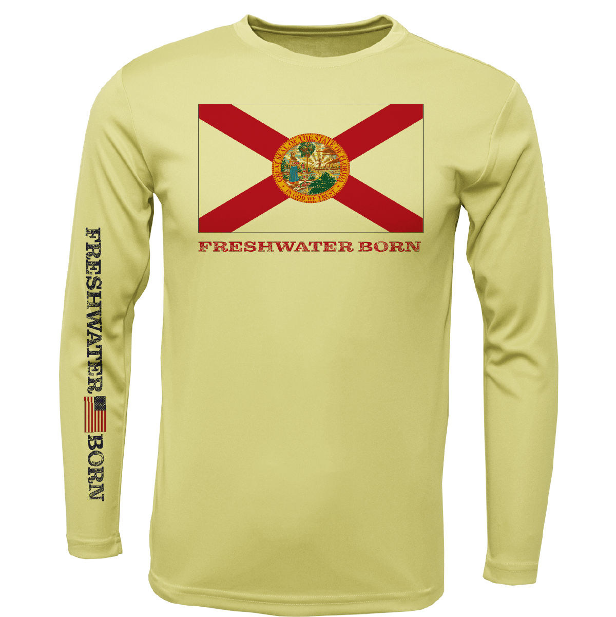 Saltwater Born Florida Flag Freshwater Born Boy's Long Sleeve UPF 50+ Dry - Fit Shirt - Angler's Pro Tackle & Outdoors