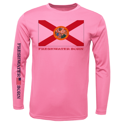 Saltwater Born Florida Flag Freshwater Born Girl's Long Sleeve UPF 50+ Dry - Fit Shirt - Angler's Pro Tackle & Outdoors