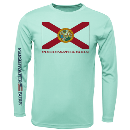 Saltwater Born Florida Flag Freshwater Born Girl's Long Sleeve UPF 50+ Dry - Fit Shirt - Angler's Pro Tackle & Outdoors