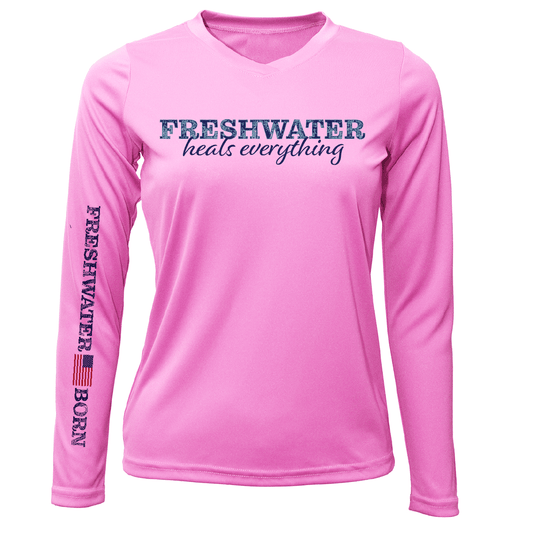 Saltwater Born Florida "Freshwater Heals Everything" Women's Long Sleeve UPF 50+ Dry - Fit Shirt - Angler's Pro Tackle & Outdoors