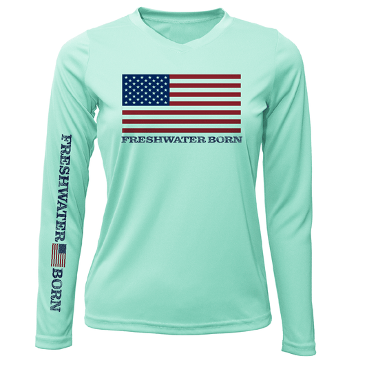 Saltwater Born Florida USA Freshwater Born Women's Long Sleeve UPF 50+ Dry - Fit Shirt - Angler's Pro Tackle & Outdoors