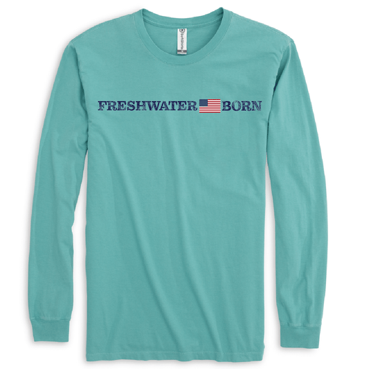 Saltwater Born Freshwater Born Linear Logo Women's Cotton Long Sleeve Shirt - Angler's Pro Tackle & Outdoors