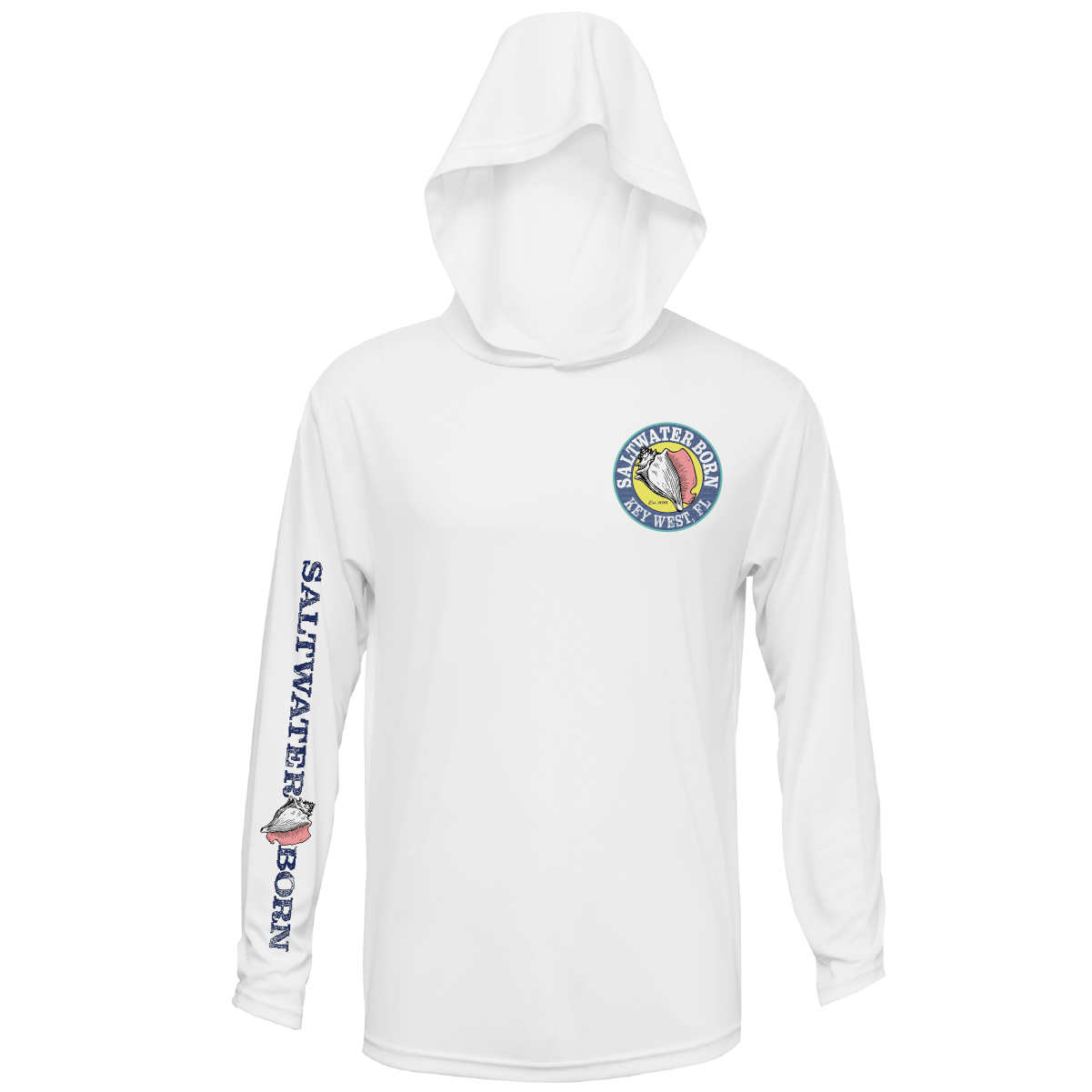 Saltwater Born Key West, FL Action Mahi Long Sleeve UPF 50+ Dry - Fit Hoodie - Angler's Pro Tackle & Outdoors