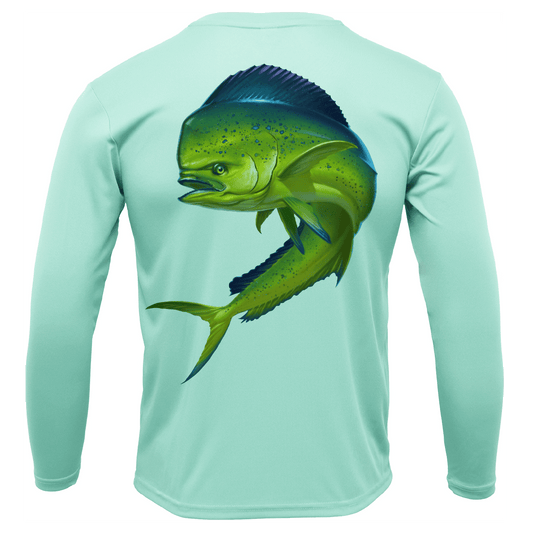 Saltwater Born Key West, FL Action Mahi Long Sleeve UPF 50+ Dry - Fit Shirt - Angler's Pro Tackle & Outdoors