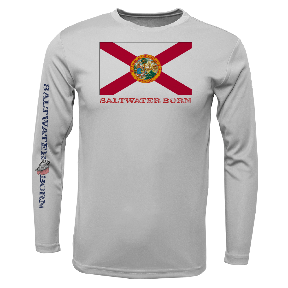 Saltwater Born Key West, FL Flag Boy's Long Sleeve UPF 50+ Dry - Fit Shirt - Angler's Pro Tackle & Outdoors