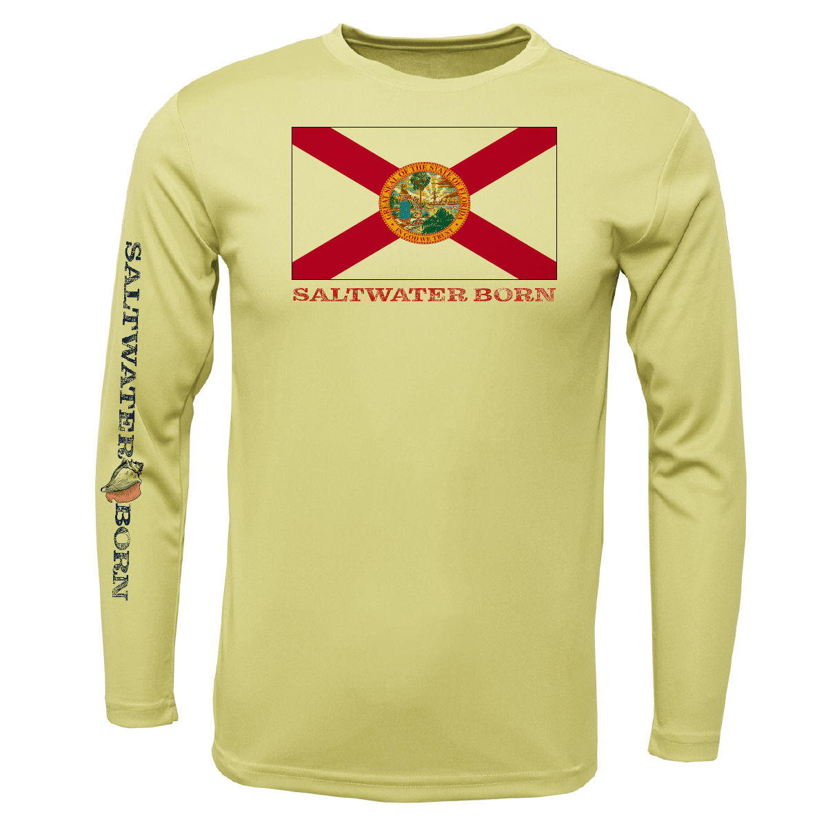 Saltwater Born Key West, FL Flag Boy's Long Sleeve UPF 50+ Dry - Fit Shirt - Angler's Pro Tackle & Outdoors