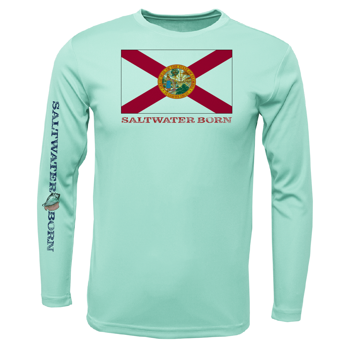 Saltwater Born Key West, FL Flag Boy's Long Sleeve UPF 50+ Dry - Fit Shirt - Angler's Pro Tackle & Outdoors