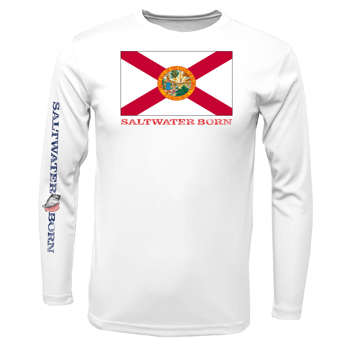 Saltwater Born Key West, FL Flag Boy's Long Sleeve UPF 50+ Dry - Fit Shirt - Angler's Pro Tackle & Outdoors