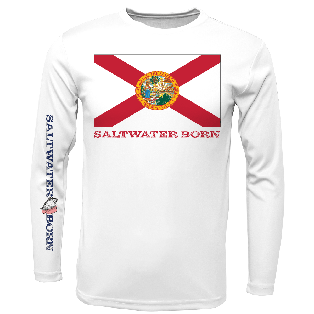 Saltwater Born Key West, FL Florida Flag Long Sleeve UPF 50+ Dry - Fit Shirt - Angler's Pro Tackle & Outdoors