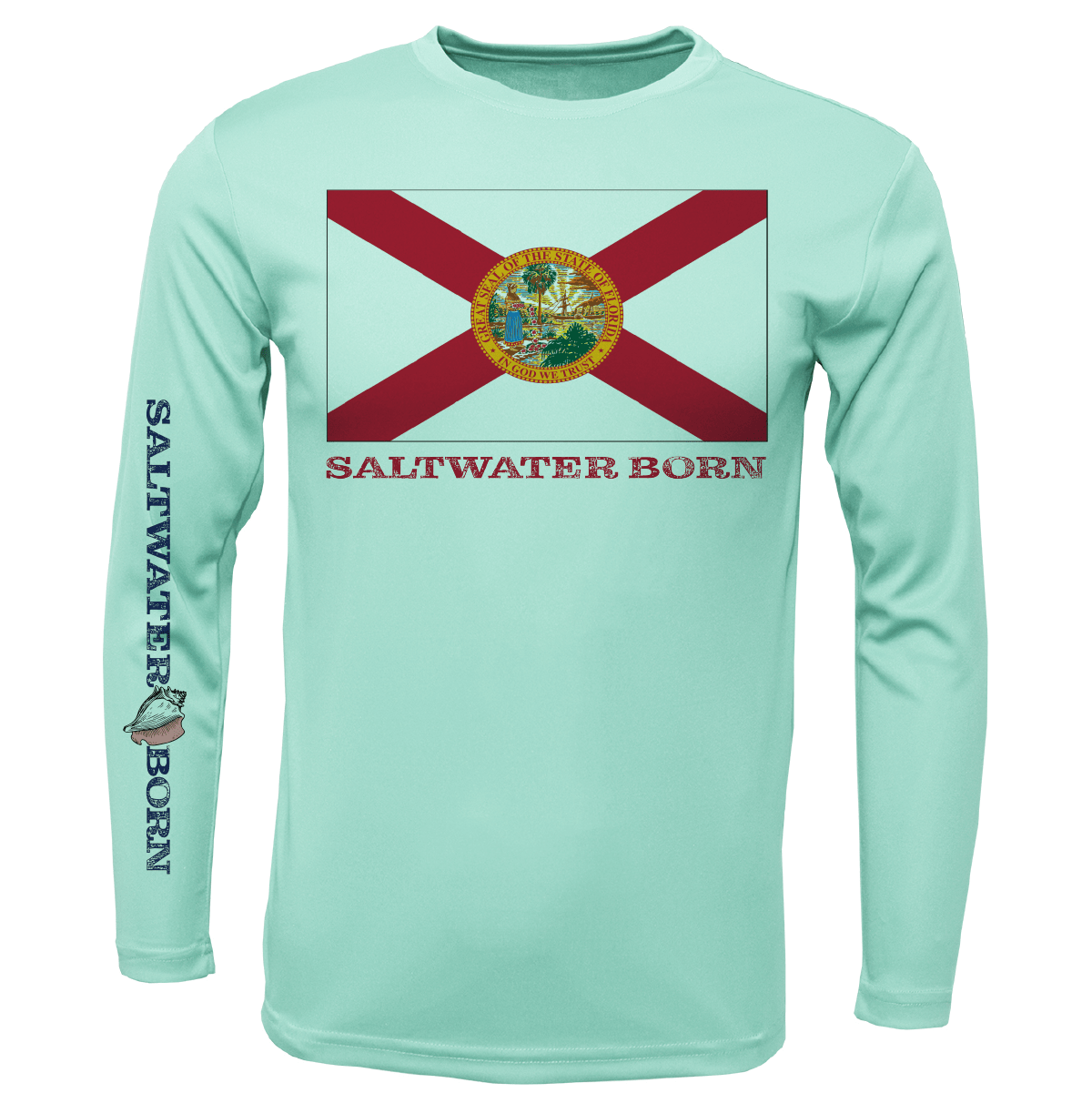 Saltwater Born Key West, FL Florida Flag Long Sleeve UPF 50+ Dry - Fit Shirt - Angler's Pro Tackle & Outdoors