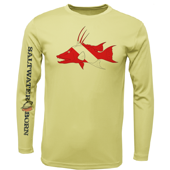 Saltwater Born Key West, FL Hogfish Diver Long Sleeve UPF 50+ Dry - Fit Shirt - Angler's Pro Tackle & Outdoors