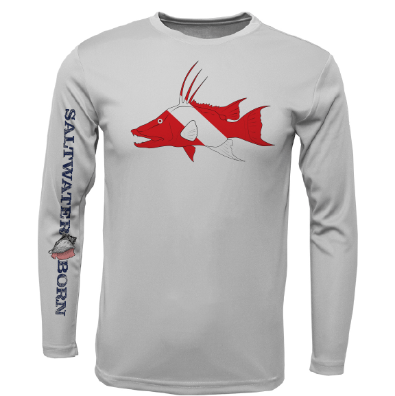 Saltwater Born Key West, FL Hogfish Diver Long Sleeve UPF 50+ Dry - Fit Shirt - Angler's Pro Tackle & Outdoors