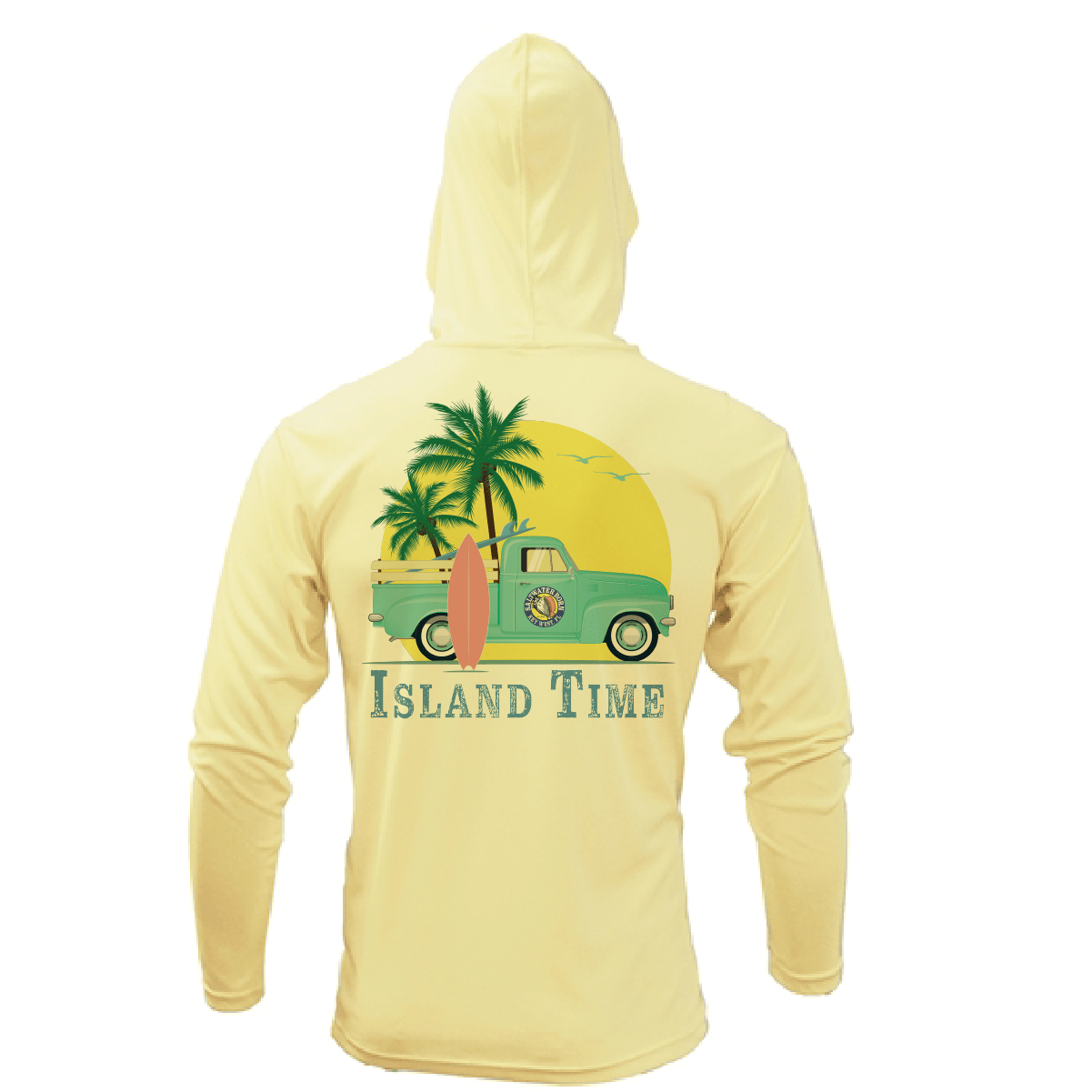 Saltwater Born Key West, FL Island Time Long Sleeve UPF 50+ Dry - Fit Hoodie - Angler's Pro Tackle & Outdoors