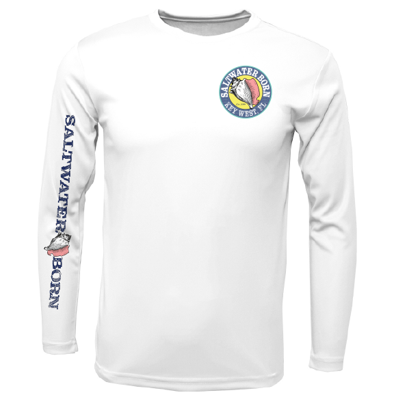 Saltwater Born Key West, FL Island Time Men's Long Sleeve UPF 50+ Dry - Fit Shirt - Angler's Pro Tackle & Outdoors