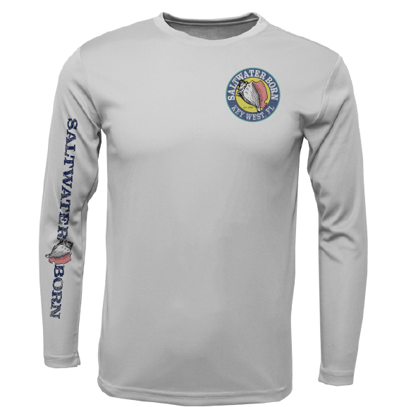 Saltwater Born Key West, FL Island Time Men's Long Sleeve UPF 50+ Dry - Fit Shirt - Angler's Pro Tackle & Outdoors