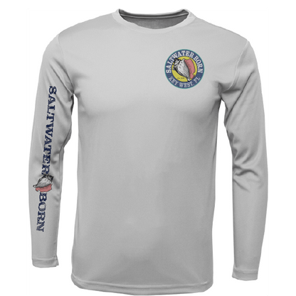 Saltwater Born Key West, FL Island Time Men's Long Sleeve UPF 50+ Dry - Fit Shirt - Angler's Pro Tackle & Outdoors