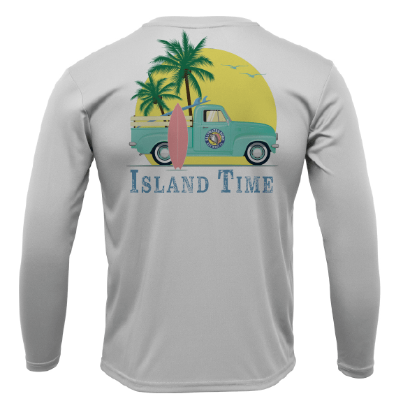 Saltwater Born Key West, FL Island Time Men's Long Sleeve UPF 50+ Dry - Fit Shirt - Angler's Pro Tackle & Outdoors