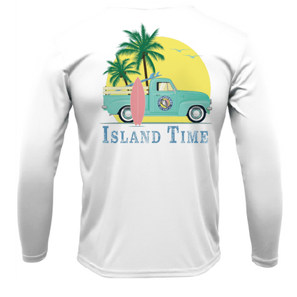 Saltwater Born Key West, FL Island Time Men's Long Sleeve UPF 50+ Dry - Fit Shirt - Angler's Pro Tackle & Outdoors