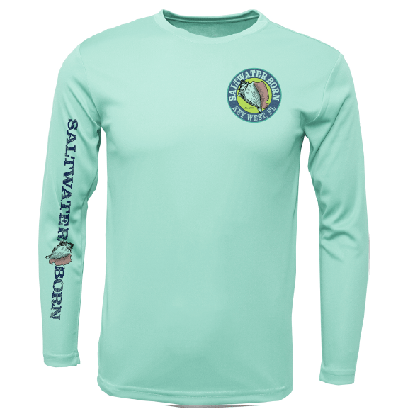 Saltwater Born Key West, FL Island Time Men's Long Sleeve UPF 50+ Dry - Fit Shirt - Angler's Pro Tackle & Outdoors