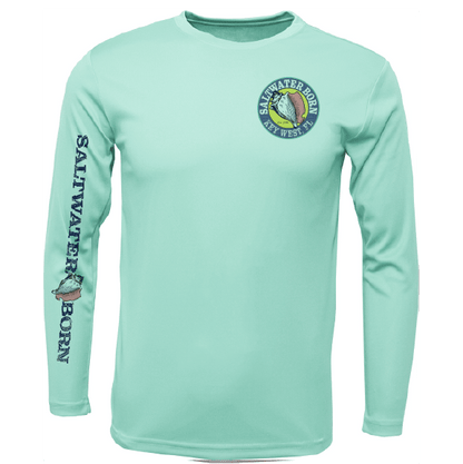 Saltwater Born Key West, FL Island Time Men's Long Sleeve UPF 50+ Dry - Fit Shirt - Angler's Pro Tackle & Outdoors