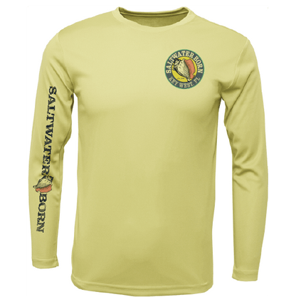 Saltwater Born Key West, FL Island Time Men's Long Sleeve UPF 50+ Dry - Fit Shirt - Angler's Pro Tackle & Outdoors