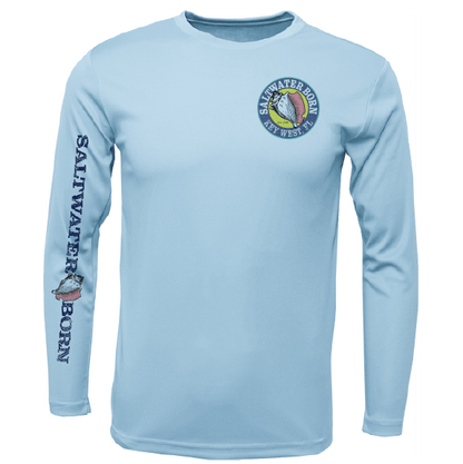 Saltwater Born Key West, FL Island Time Men's Long Sleeve UPF 50+ Dry - Fit Shirt - Angler's Pro Tackle & Outdoors