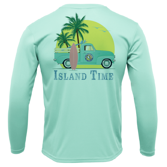 Saltwater Born Key West, FL Island Time Men's Long Sleeve UPF 50+ Dry - Fit Shirt - Angler's Pro Tackle & Outdoors