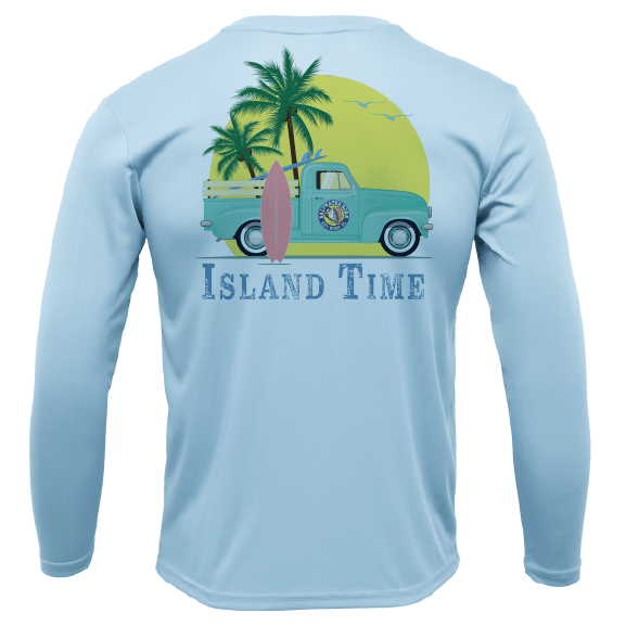 Saltwater Born Key West, FL Island Time Men's Long Sleeve UPF 50+ Dry - Fit Shirt - Angler's Pro Tackle & Outdoors