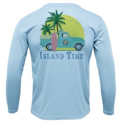 Saltwater Born Key West, FL Island Time Men's Long Sleeve UPF 50+ Dry - Fit Shirt - Angler's Pro Tackle & Outdoors