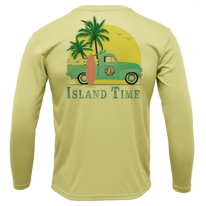 Saltwater Born Key West, FL Island Time Men's Long Sleeve UPF 50+ Dry - Fit Shirt - Angler's Pro Tackle & Outdoors