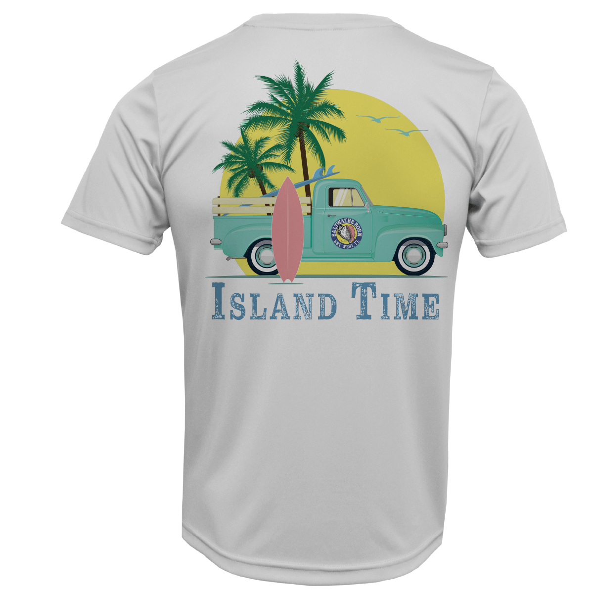 Saltwater Born Key West, FL Island Time Men's Short Sleeve UPF 50+ Dry - Fit Shirt - Angler's Pro Tackle & Outdoors