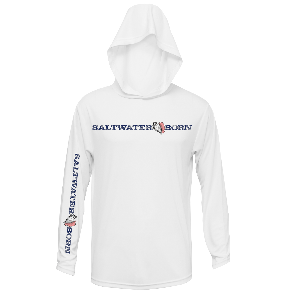 Saltwater Born Key West, FL Linear Logo Long Sleeve UPF 50+ Dry - Fit Hoodie - Angler's Pro Tackle & Outdoors