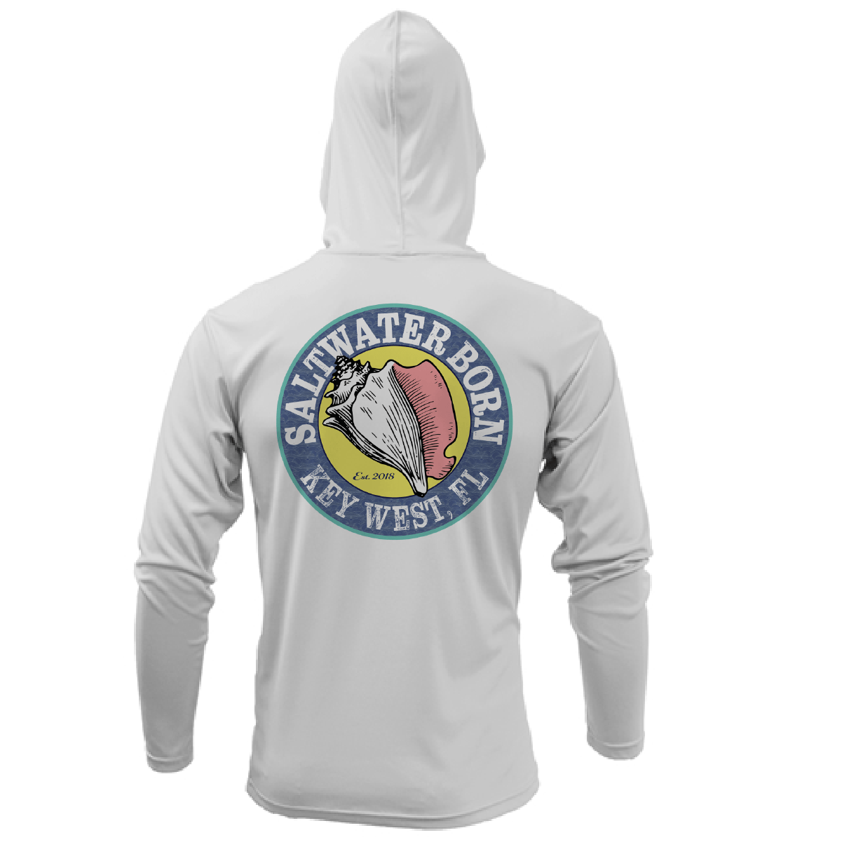 Saltwater Born Key West, FL Linear Logo Long Sleeve UPF 50+ Dry - Fit Hoodie - Angler's Pro Tackle & Outdoors