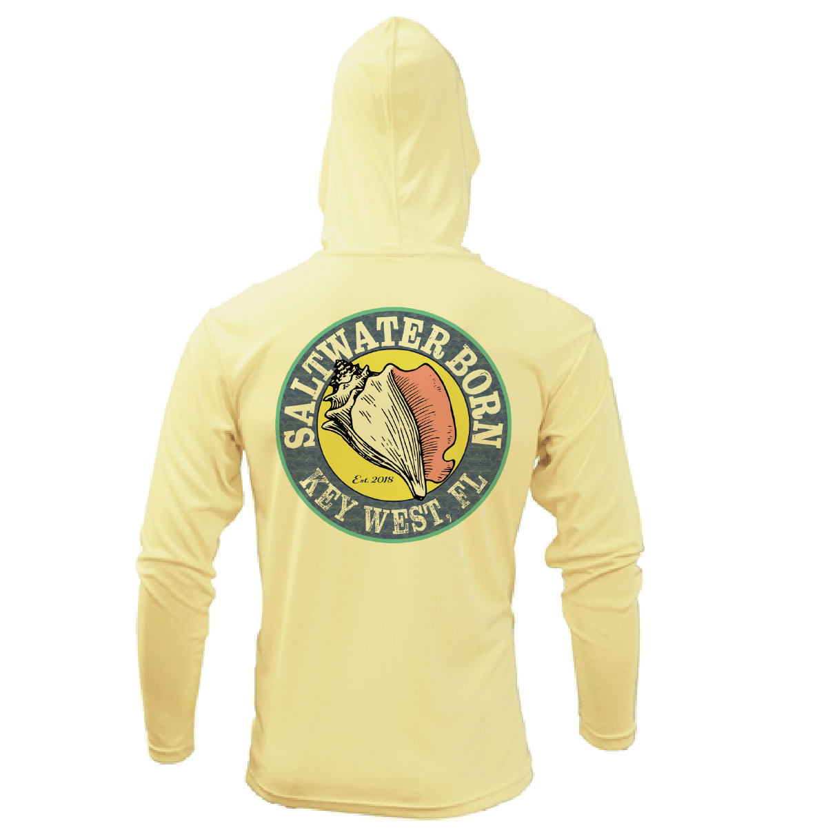 Saltwater Born Key West, FL Linear Logo Long Sleeve UPF 50+ Dry - Fit Hoodie - Angler's Pro Tackle & Outdoors