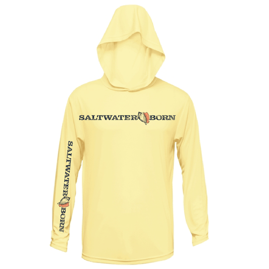 Saltwater Born Key West, FL Linear Logo Long Sleeve UPF 50+ Dry - Fit Hoodie - Angler's Pro Tackle & Outdoors