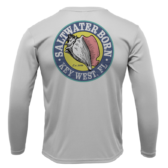 Saltwater Born Key West, FL Mahi on Chest Long Sleeve UPF 50+ Dry - Fit Shirt - Angler's Pro Tackle & Outdoors