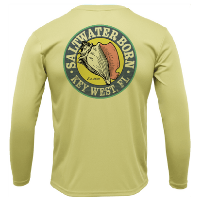 Saltwater Born Key West, FL Mahi on Chest Long Sleeve UPF 50+ Dry - Fit Shirt - Angler's Pro Tackle & Outdoors