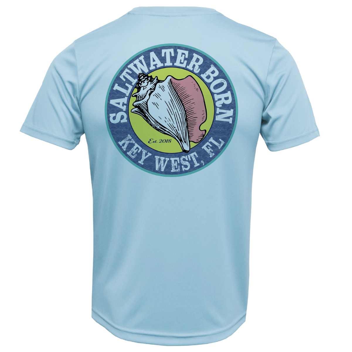 Saltwater Born Key West, FL Mahi on Chest Short Sleeve UPF 50+ Dry - Fit Shirt - Angler's Pro Tackle & Outdoors