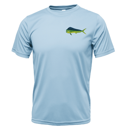 Saltwater Born Key West, FL Mahi on Chest Short Sleeve UPF 50+ Dry - Fit Shirt - Angler's Pro Tackle & Outdoors