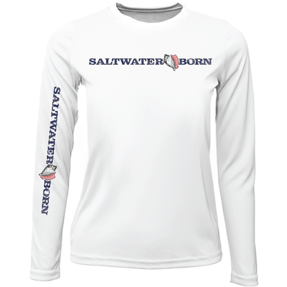 Saltwater Born Key West, FL Saltwater Born Linear Logo Girl's Long Sleeve UPF 50+ Dry - Fit Shirt - Angler's Pro Tackle & Outdoors