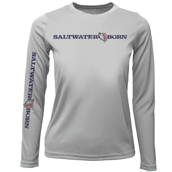 Saltwater Born Key West, FL Saltwater Born Linear Logo Girl's Long Sleeve UPF 50+ Dry - Fit Shirt - Angler's Pro Tackle & Outdoors