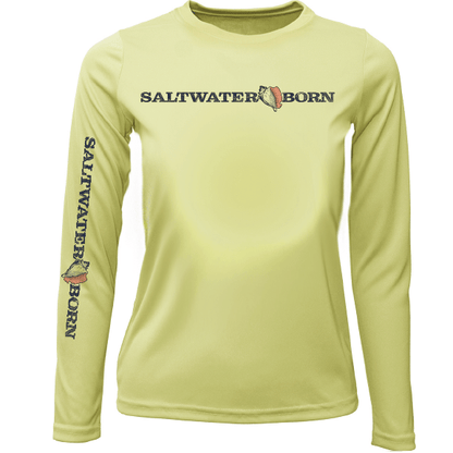 Saltwater Born Key West, FL Saltwater Born Linear Logo Girl's Long Sleeve UPF 50+ Dry - Fit Shirt - Angler's Pro Tackle & Outdoors