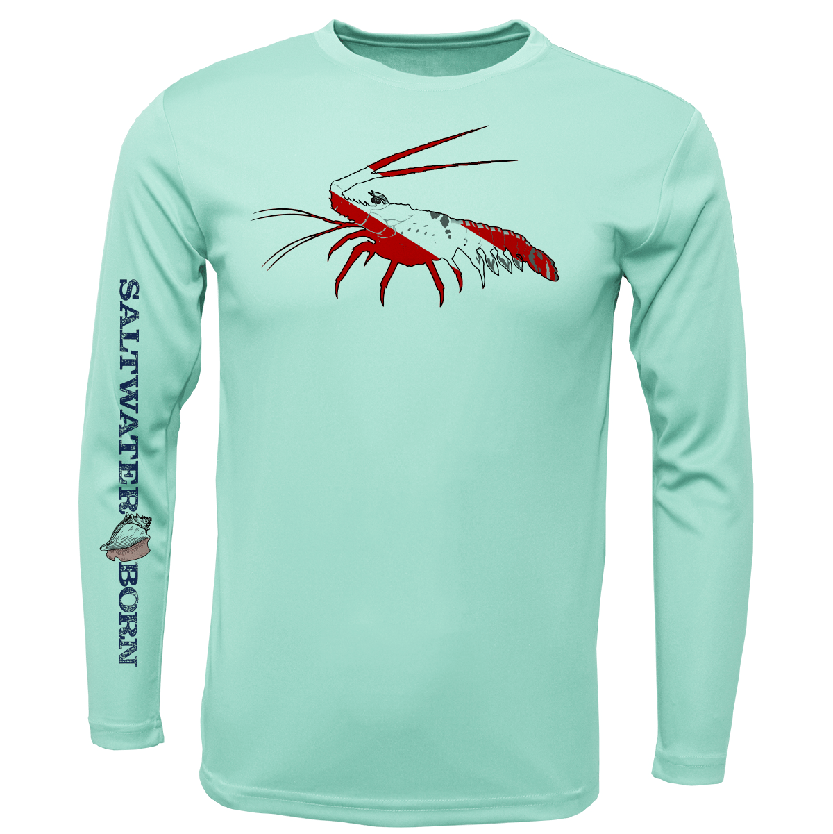 Saltwater Born Key West, FL Spiny Lobster Diver Long Sleeve UPF 50+ Dry - Fit Shirt - Angler's Pro Tackle & Outdoors