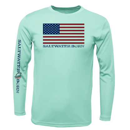 Saltwater Born Key West, FL USA Born Boy's Long - Sleeve UPF 50+ Dry - Fit Shirt - Angler's Pro Tackle & Outdoors