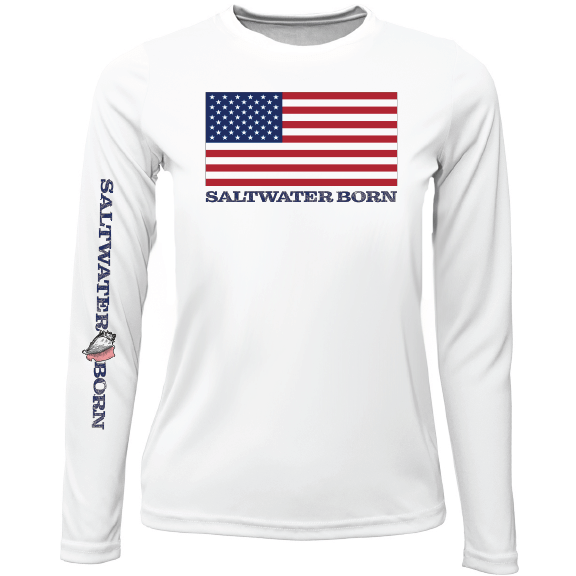 Saltwater Born Key West, FL USA Born Girl's Long Sleeve UPF 50+ Dry - Fit Shirt - Angler's Pro Tackle & Outdoors