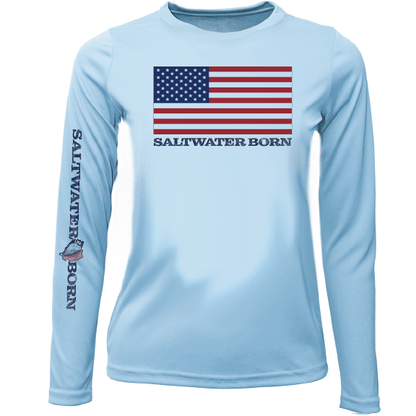 Saltwater Born Key West, FL USA Born Girl's Long Sleeve UPF 50+ Dry - Fit Shirt - Angler's Pro Tackle & Outdoors