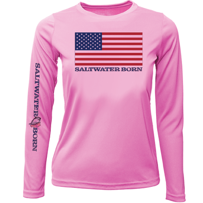 Saltwater Born Key West, FL USA Born Girl's Long Sleeve UPF 50+ Dry - Fit Shirt - Angler's Pro Tackle & Outdoors