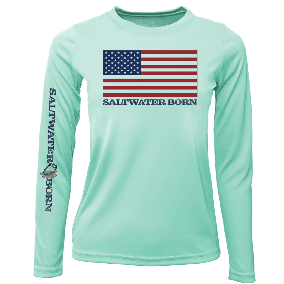 Saltwater Born Key West, FL USA Born Girl's Long Sleeve UPF 50+ Dry - Fit Shirt - Angler's Pro Tackle & Outdoors